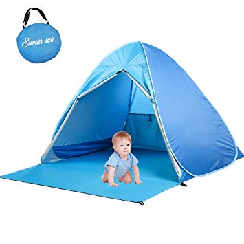 Pop Up Baby Beach Tent Easy Portable Sun Shelter UV Protection Cabana Automatic Canopy Shade Tents for Family with Carry Bag