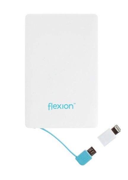 Flexion Power Bank Card 2500 mAh World'S Thinnest Premium Portable External Battery Charger Pack for Android & Provided with Apple MFI Certified Micro USB  to Lightning Adapter for iPhone 6S 6 5S 5C 5