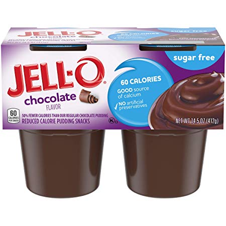 Jell-O Sugar Free Ready to Eat Chocolate Pudding, 4 ct - 14.5 oz Package