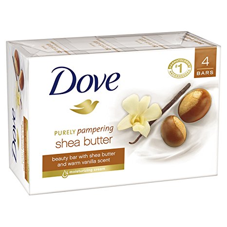 Dove Purely Pampering Beauty Bar, Shea Butter 4 oz, 4 Bar