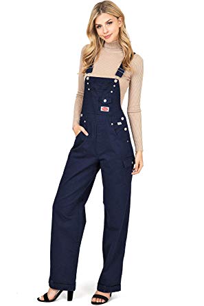 Revolt Women's Juniors Baggy Straight Leg Twill Overalls