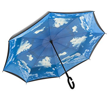 Gideon Original Windproof Vented Double Layer Reverse Umbrella, 39 Inch Diameter – Ergonomic Slip Proof C Handle – Self Standing – Withstands Winds Up To 55 MPH Workmanship