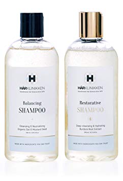 Harklinikken Advanced Cleansing & Treatment Set | 8.45 Oz. Balancing Shampoo & 8.45 Oz Restorative Shampoo | When washing daily: Alternate Product - For All Hair Types - Natural & Plant-Based