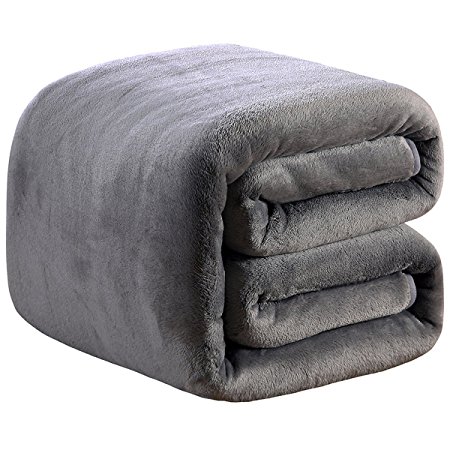 Polar Fleece Throw Blankets Travel Size for The Bed Extra Soft Brush Fabric Super Warm Sofa Throw Blanket 50" x 61"(Dark Grey Travel)