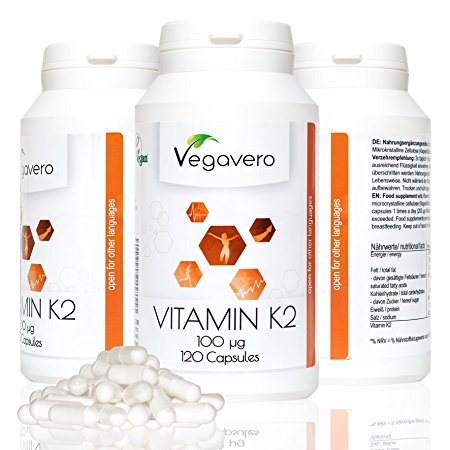 Vitamin K2 MK-7 | 120 Capsules, 100 mcg per Capsule, | Sourced from Natural Natto | Increase Calcium Uptake and Support Bone and Cardiovascular Health | No Additives or Bulking Agents, Pure K2 | Vegan & Vegetarian by Vegavero