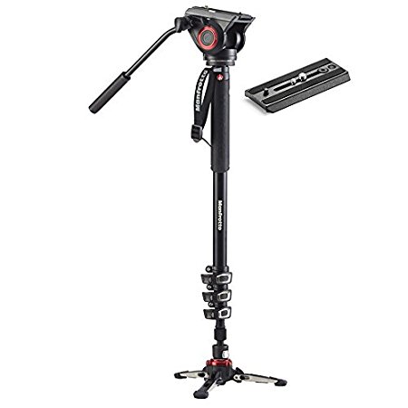 Manfrotto Xpro Aluminum Video Monopod With 500 Series Video Head, Black (MVMXPRO500US)