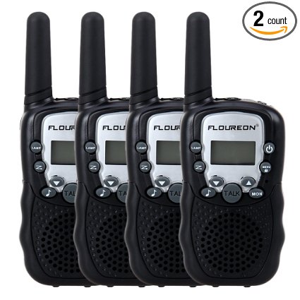 FLOUREON 22 Channel FRS/GMRS Twin Walkie Talkies UHF462-467MHz 2-Way Radio 3KM Range Interphone for Outdoor Activity
