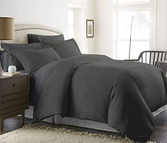Bed Alter 1000 Thread Count Duvet Cover Set 3 Piece with Zipper & Corner Ties 100% Egyptian Cotton Hypoallergenic (1 Duvet Cover 2 Pillow Shams) (Cal King/King, Grey)