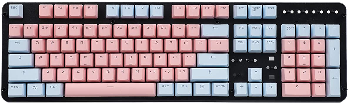 YMDK Double Shot 104 Miami PBT Shine Through OEM Profile Keycap Set Suitable for Cherry MX Switches Mechanical Keyboard (Blue Pink) (Only Keycap)