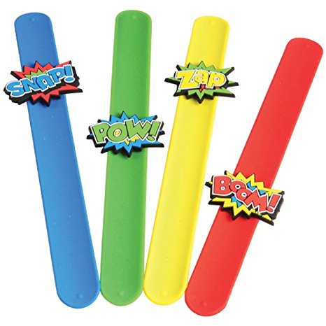 Lot Of 12 Assorted Super Hero Comic Book Style Slap Bracelets