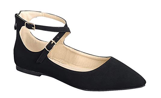 Dana-20B Women's Classic Ballerina Flats Elastic Crossing Straps …