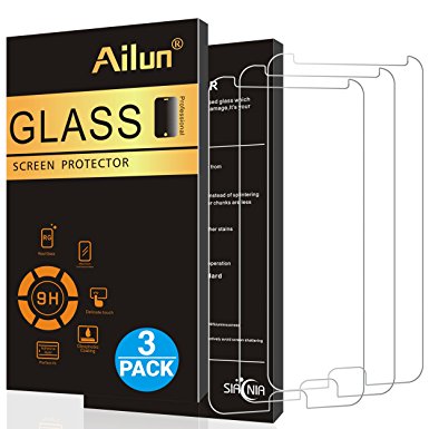 Galaxy J7V Screen Protector,[3Pack][2017-Release]By Ailun,Tempered Glass for Samsung Galaxy J7V,2.5D Edge,Anti-Scratch,Case Friendly-Siania Retail Package