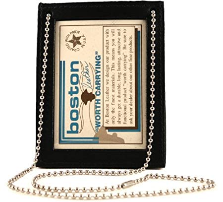 Boston Leather 5982-1 Neck Chain Double ID Holder, Black