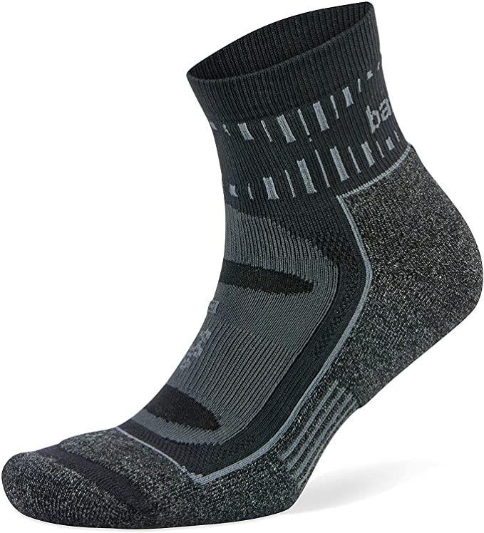 Balega Unisex Blister Resist Quarter Running Socks, Grey/Black