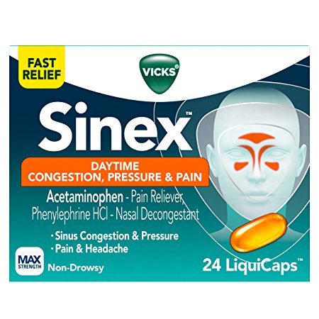 Vicks Sinex Daytime Congestion Pressure and Pain Relief, 24 LiquiCaps