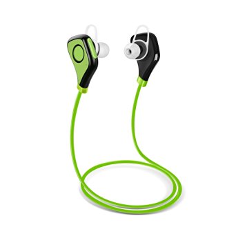 PECHAM S5 Wireless Bluetooth Headphones with Mic, Bluetooth 4.0 Headset In-Ear Earbuds Sport Running Sweatproof Earphones for iPhone, Samsung, Smart Phones and other Bluetooth Devices, Green and Black