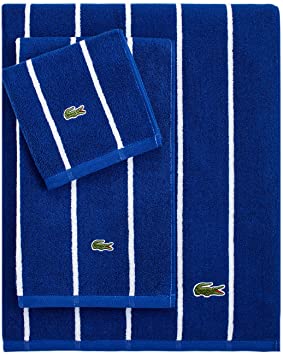 Lacoste Sport Stripe Bath Towel, Surf Blue