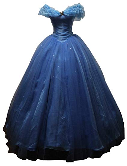 Topcosplay Women's Cinderella Cosplay Dress Halloween Party Costume Blue for Adult Or Girls