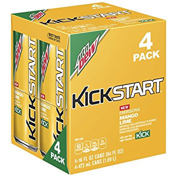 Mtn Dew Kickstart Mango Lime, 16 Ounce Can, 4 Count