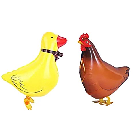 VOULOIR Walking Animal Balloons Chicken and Duck Balloon Air Walkers, Kids Farm Animal Theme Birthday Party Supplies Birthday Decorations