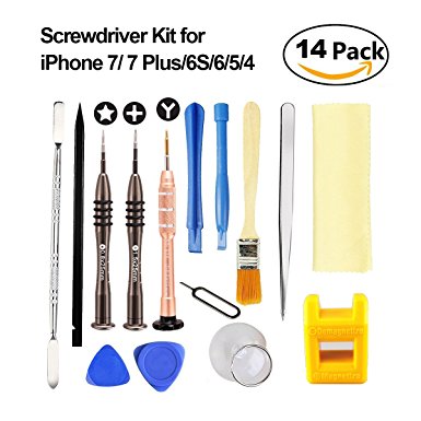 Esdabem Repair Tool Kit for iPhone 7 – Complete Premium Opening Pry Tool Kits with Premium Screwdriver Set for Apple 7, iPhone 7plus, 6Plus / 6S /6/5S/5/5C/4S/4/SE, iPod, iTouch (14 Pack)