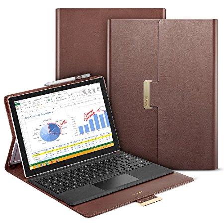 Surface Pro 4 Case, ESR Intelligent Series Folio Stand Case [Buckler for Secure Closure][Compatible with Surface Pro 4 Type ][Built-in Stand with Multiple viewing Angles]for Surface Pro 4_Brown