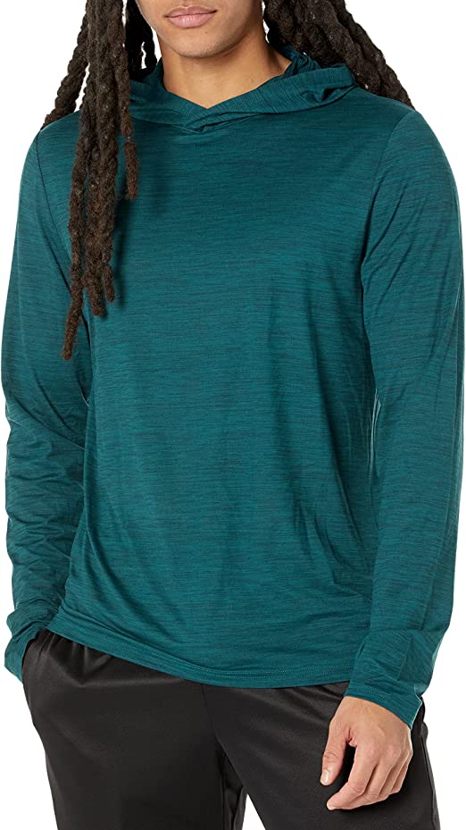 Amazon Essentials Men's Tech Stretch Long-Sleeve Hooded T-Shirt