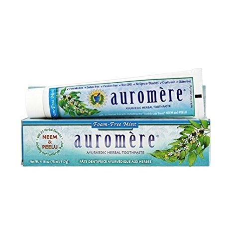 Auromere THRAU0080 Ayurvedic Herbal Toothpaste, Foam-Free Mint, 4.16 Ounce
