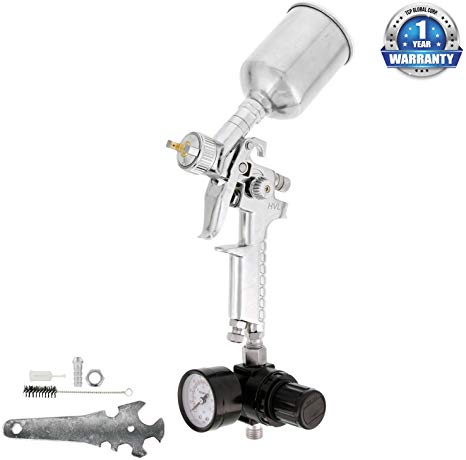 TCP Global HVLP Mini-Touch UP Spray Gun Set -1.0 mm Nozzle Set up for Auto Paint Primer Topcoat Touch-Up - Ideal for Touching-up Spots, Panel Repairs, Door jambs, and Difficult-to-Reach Areas
