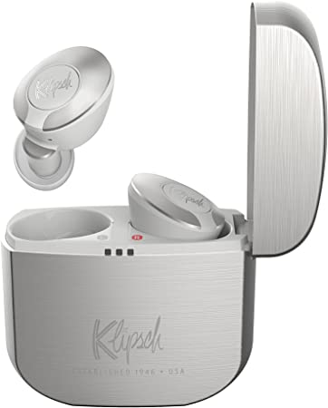 Klipsch T5 II True Wireless Bluetooth 5.0 Earphones in Silver with Transparency Mode, Beamforming Mics, Best Fitting Ear Tips, and 32 Hours of Battery Life in a Slim Charging Case