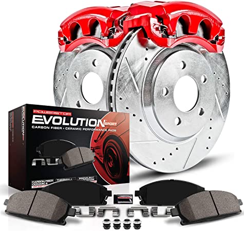 Power Stop KC3156 Z23 Evolution Sport 1-Click Brake Kit with Powder Coated Calipers (Brake Pads, Drilled/Slotted Rotors)