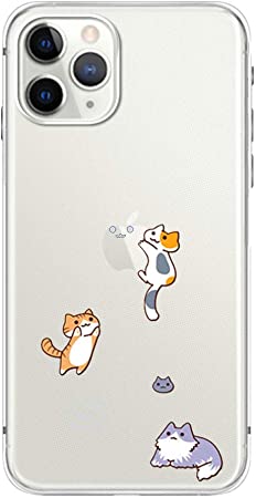 FancyCase Compatible with iPhone 11 Pro-New Animal Style Soft Silicone Protective Clear iPhone 11 Pro Case (Cat Trio)