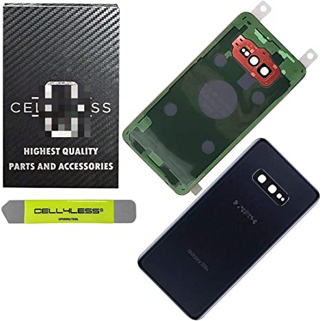 CELL4LESS Back Glass Replacement for The SM-G970 Galaxy S10e Model Including Camera Frame, Lens, & Removal Tool (Prism Black)