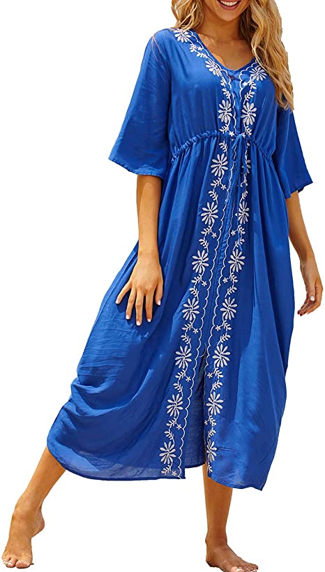 Bsubseach Women Beachwear Turkish Kaftans Long Swimsuit Cover up Caftan Beach Dress