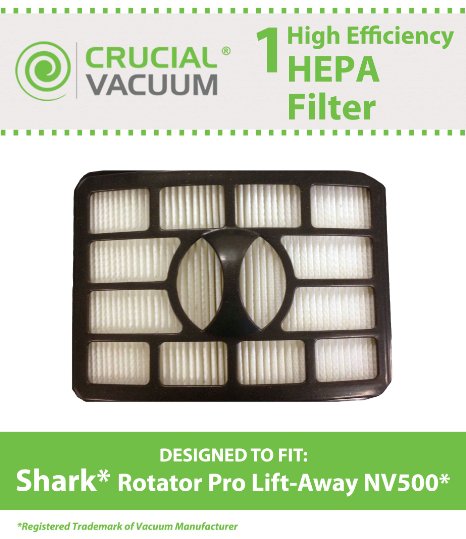 1 Shark NV500 HEPA Filter Fits Shark Rotator Pro Lift-Away Compare to Part  XFH500 Designed and Engineered by Crucial Vacuum