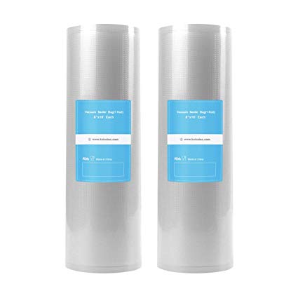 KOIOS Vacuum Sealer Bags- 2PCAK 8'x16' Vacuum Sealer Rolls, Commercial Grade Bag Rolls for FoodSaver and Sous Vide - BPA Free & FDA Approved
