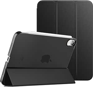 MoKo Case Fit New iPad Mini 6 2021 (6th Generation, 8.3-inch) - Slim Lightweight Hard Clear Back Shell Stand Cover with Translucent Frosted Back Protector, with Auto Wake/Sleep, Black