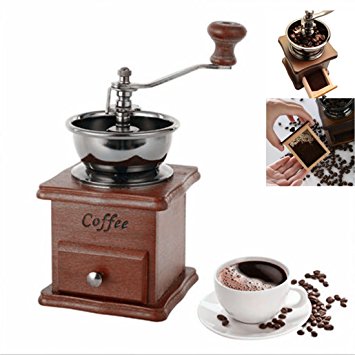 Coffee Grinder-Spice Hand Grinding Machine-Hand-crank Roller Drive-Grain Burr Mill Coffee Machine (brown)