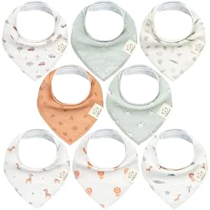 KeaBabies 8-Pack Organic Baby Bandana Drool Bibs - Stylish Unisex Bandana Bibs, Super Absorbent Bandana Drool Bibs, Gentle Teething Bibs for Infants, Organic Cotton Baby Bib (Wilderness)