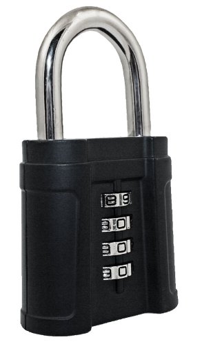 FJM Security SX-873 4-Dial Combination Padlock With Black Finish and 10,000 Possible Combinations