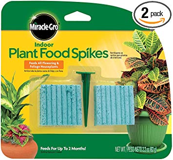 Miracle-Gro Indoor Plant Food, Fertilizer Spikes, 2.2 Ounce (2 Pack)