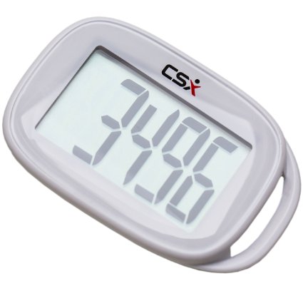 CSX Simple Walking 3D Pedometer with Lanyard, P301S, White