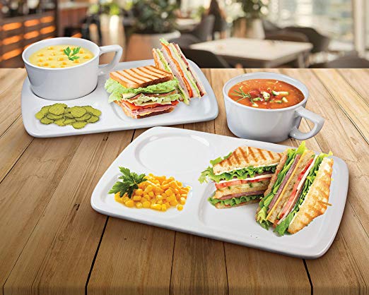 Ceramic Soup & Sandwich Tray Set (2 Pack)