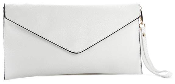 Big Handbag Shop Womens Plain Vegan Leather Envelope Wristlet Clutch Messenger Crossbody Shoulder Bag