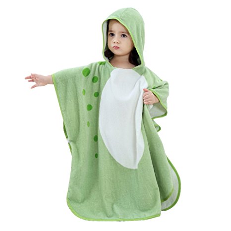 IDGIRLS Hooded Baby Bath Towel Bathrobe and Washcloth Set for Boys Girls 0-7 Year (Green)