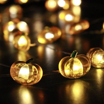 Impress Life® Harvest Pumpkin String Lights 10ft 40 LEDs Battery-powered for Indoor, Outdoor, Thanksgiving Turkey, Baby Shower Parties, Dorm Decor with Remote & Timer