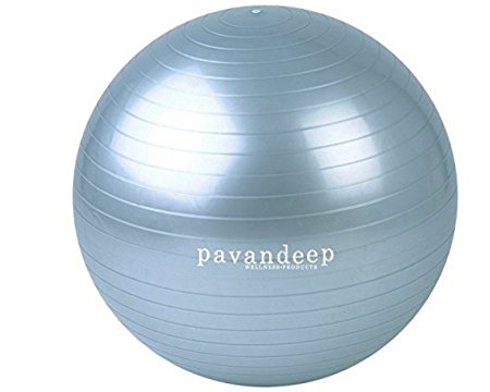 2000lbs Exercise Stability Ball By Pavandeep Anti Burst for Pilates Yoga Gym Fitness | Use As Desk Chair | Pump Included | Phthalate Free