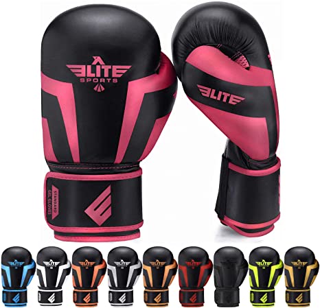 Boxing Gloves for Men, Women, and Kids, Elite Sports Kickboxing Punching Bag Pair of 2 Gloves