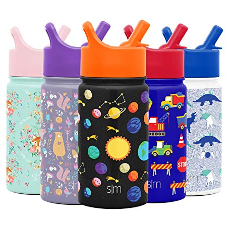 Simple Modern 14oz Summit Kids Water Bottle Thermos with Straw Lid - Dishwasher Safe Vacuum Insulated Double Wall Tumbler Travel Cup 18/8 Stainless Steel -Solar System