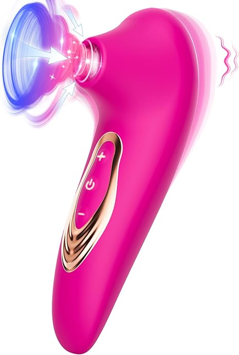 Adult Sex Toys Dildo Sucking Vibrator - 2 IN 1 Sucking Sex Toy with 5 Suction Modes for Women Clitoral Nipple Stimulator, Waterproof Rose Sex Toys Sucker Sex Machine for Female Couples Pleasure